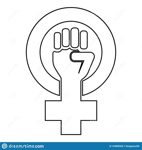 Symbol Of Feminism Movement Gender Women Resist Fist Hand In Round And