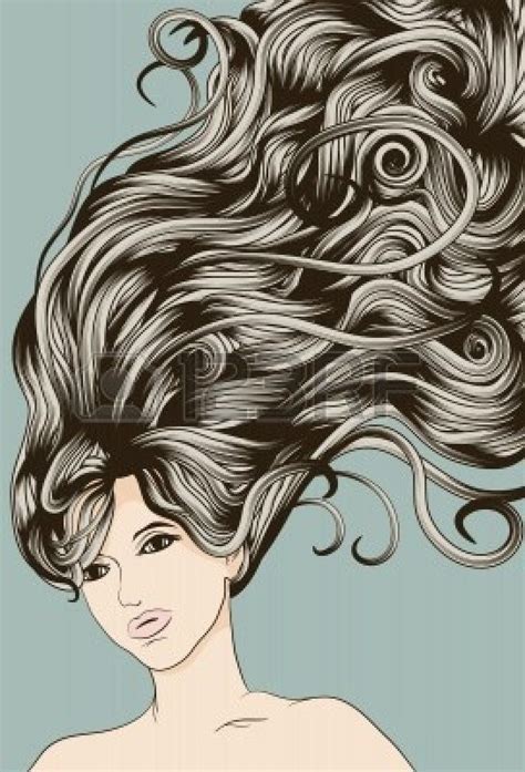Pencil drawing beautiful young woman with flowing hair and flowers. Woman's face with long detailed flowing hair | How to draw ...