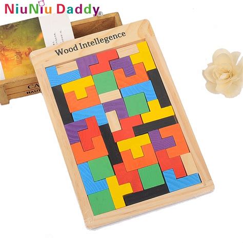 Niuniu Daddy Children Wood Intelligence Tangram Board Montessori Wooden