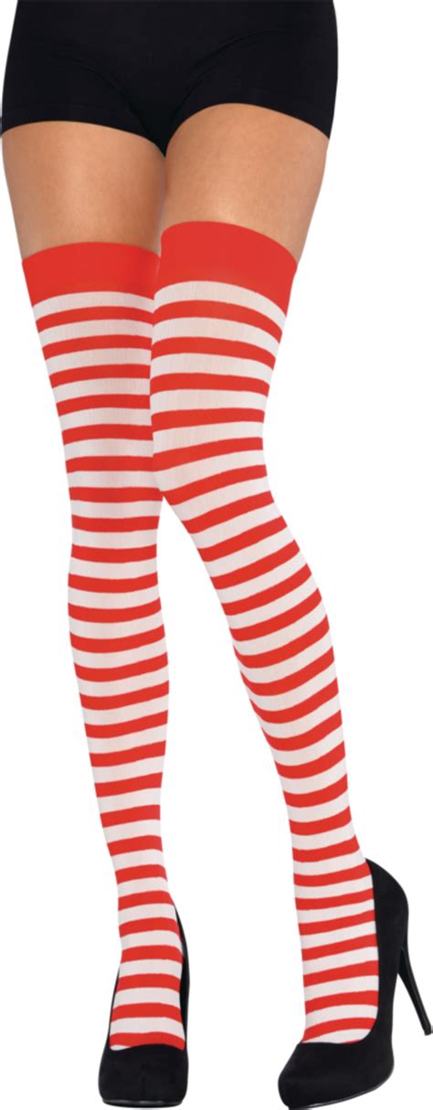 Thigh High Party Stockings Red And White Adult One Size Party City