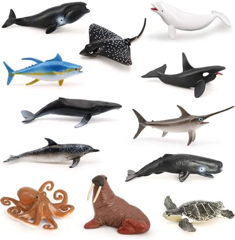 Volnau Mini Sea Creature Toys Figures 12pcs Ocean Fish