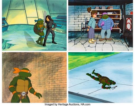 Teenage Mutant Ninja Turtles Leonardo Donatello Raphael And Michelangelo Production Cel Group