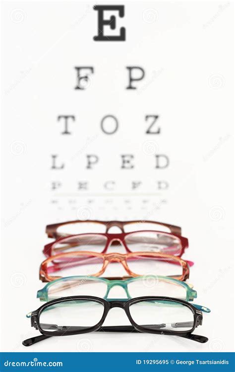 Eyeglasses On An Eye Chart Stock Image Image Of Optical 19295695