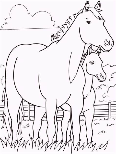 Animals And Their Babies Horse Coloring Pages Horse Coloring Books Farm Animal Coloring Pages