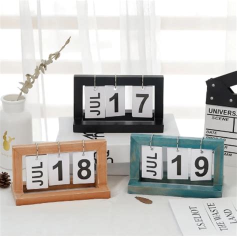 Wooden Desk Flip Calendar For Officehome Reusable Etsy