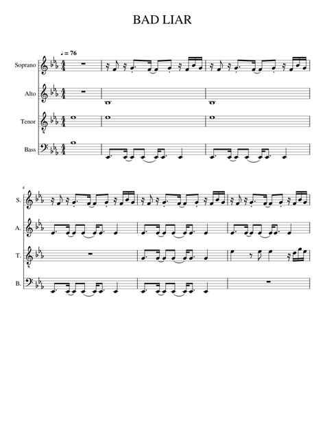 Bad Liar Sheet Music For Soprano Alto Tenor Bass Voice Choral