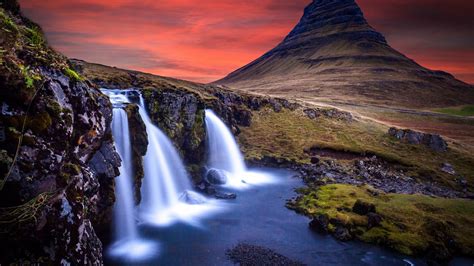 Kirkjufell Wallpaper 4k Iceland Mountain Waterfalls Landscape