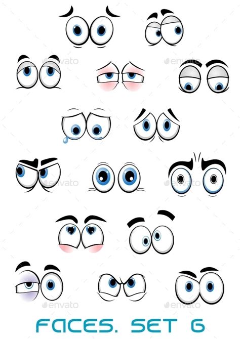 Cartoon Blue Eyes With Different Emotions By Vectortradition Graphicriver