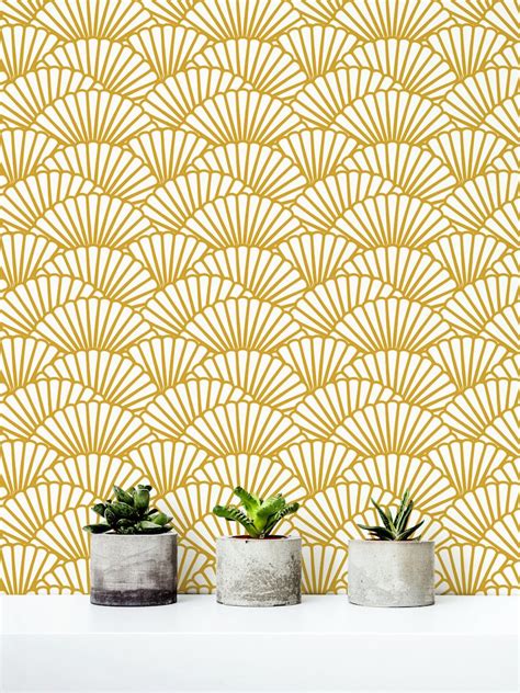 Solid Gold Wallpaper Scallop Removable Wallpaper Etsy