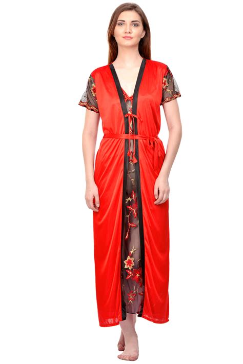 Buy Boosah Red Satin Plain Night Gowns And Nighty Pack Of 2 Online ₹649 From Shopclues
