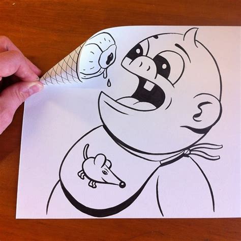 Illustrator Uses Clever 3d Tricks To Bring His Cartoons To Life 3d Paper Art Funny Drawings