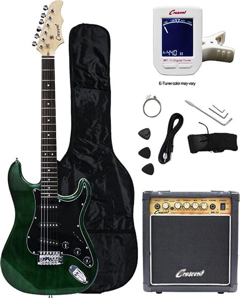 Crescent Electric Guitar Starter Kit Greenburst Color Includes Amp