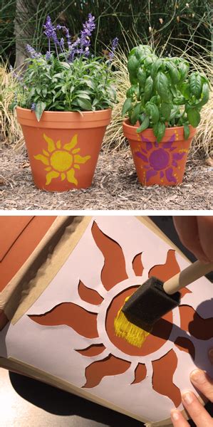 Which was inspired by a member of my facebook group, for the love of doodling. Tangled Golden Sun Flower Pot | Painted flower pots ...