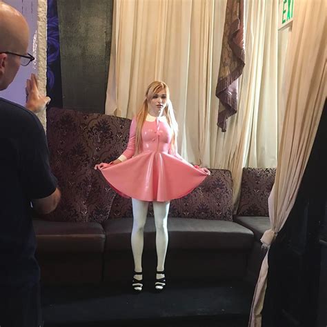 Image Of Pink And White Latex Dress