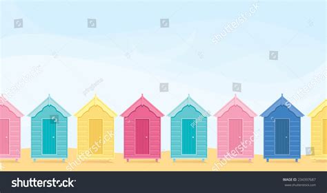 Colorful Beach Huts Copy Space Stock Vector Royalty Free 234397687