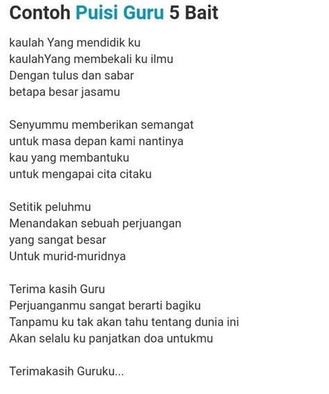 Guruku Puisi 4 Bait 4 Baris Tentang Guru
