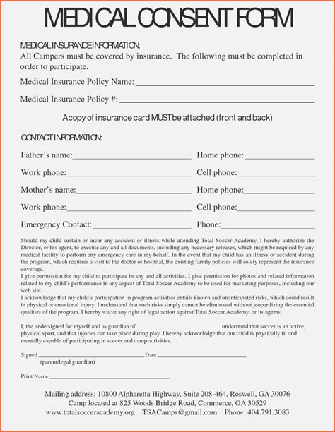 Free Printable Child Medical Consent Form Free Printable A To Z