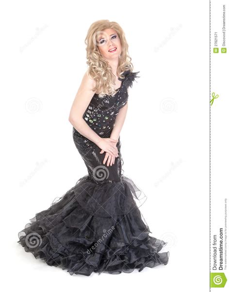 Portrait Of Drag Queen Man Dressed As Woman Stock Image
