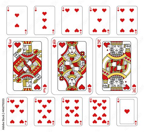 Vetor De Playing Cards Hearts Set In Red Yellow And Black From A New