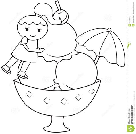 Free printable ice cream coloring pages for kids. The Girl And The Big Ice Cream Coloring Page Stock ...