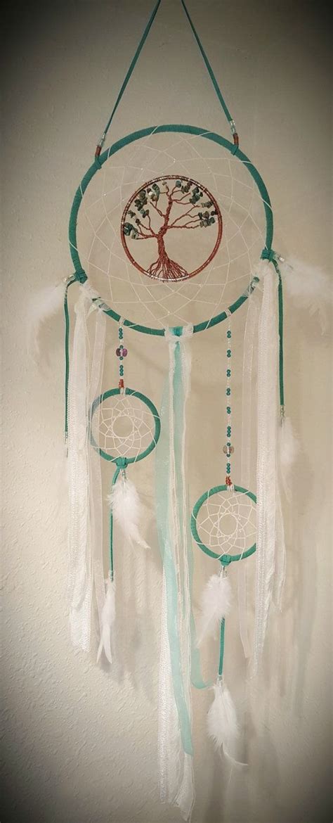 Green Tree Of Life Dream Catcher With China Turquise Chips