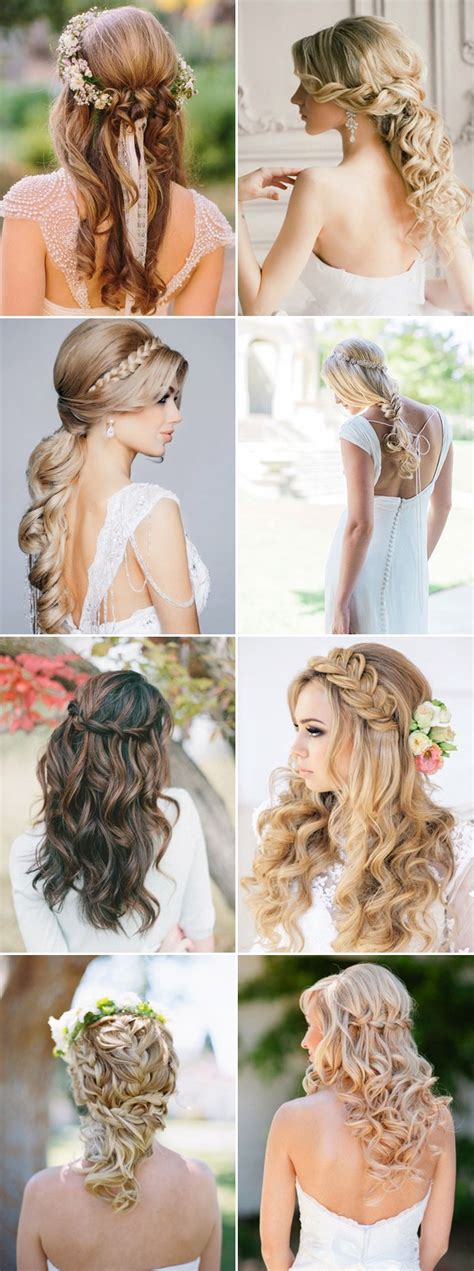 Half up, half down hairstyles are type of styles that are suitable for almost any bridal style: 100+ Romantic Long Wedding Hairstyles 2018 - Curls, Half ...