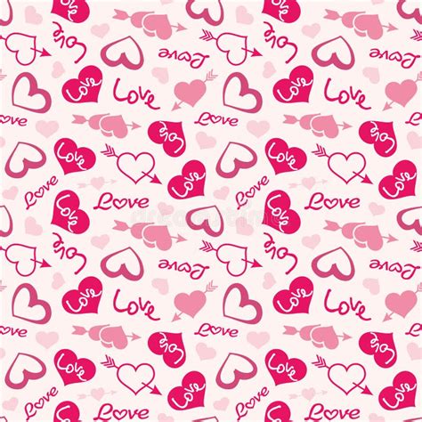 Love Theme Hearts Valentine S Day Seamless Pattern Background Stock