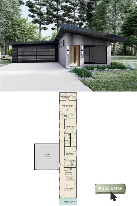 Single Story 3 Bedroom Modern Home For A Narrow Lot With Double Garage