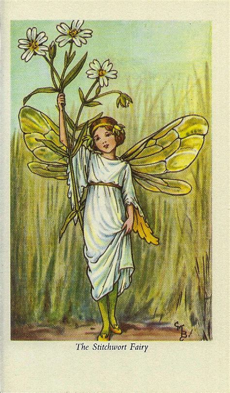 A Card With An Image Of A Fairy Holding Daisies In Her Hand And The Words