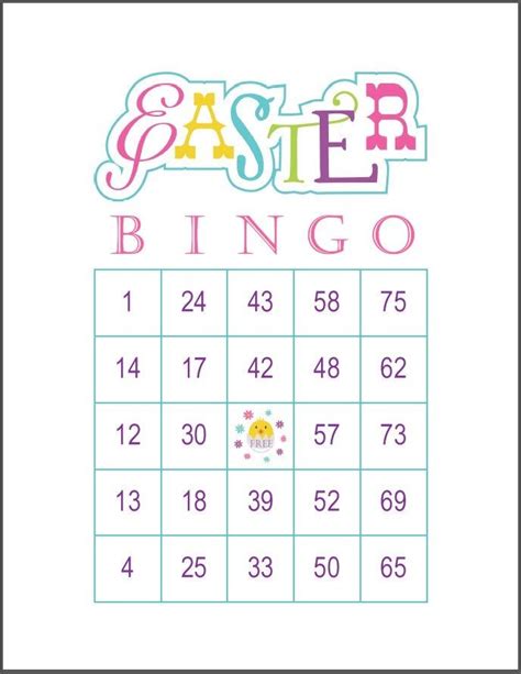 Free Printable Easter Bingo Cards With Numbers
