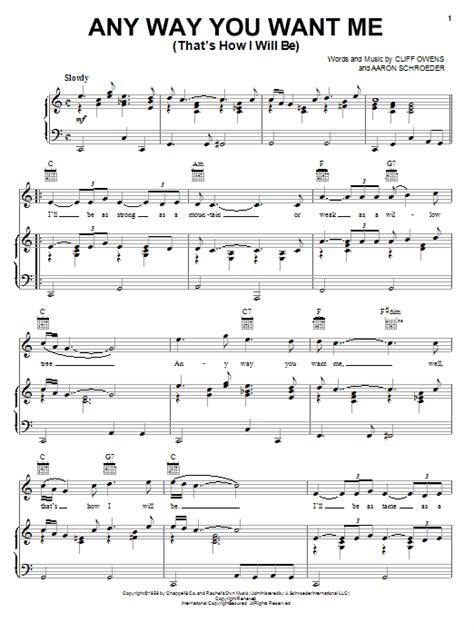 Any Way You Want Me Sheet Music Direct