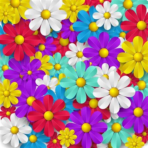 Colored Paper Flower Seamless Pattern Vector Free Download