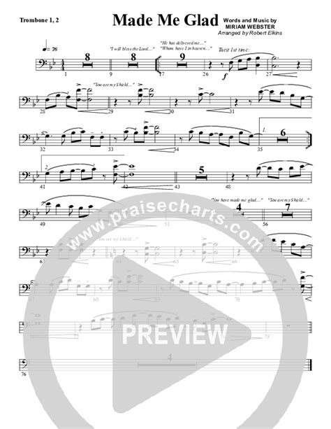 made me glad trombone sheet music pdf g3 worship praisecharts