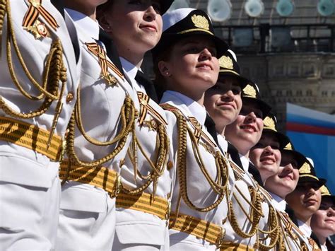 Putins Female ‘miniskirt Army Marches In Red Square Moscow For Victory Day Celebrations