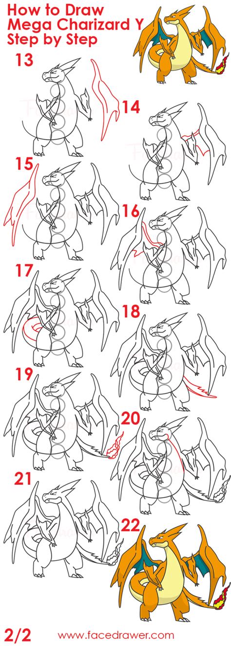 How To Draw Mega Charizard Step By Step 2 Infographic 2 Pokemon Art