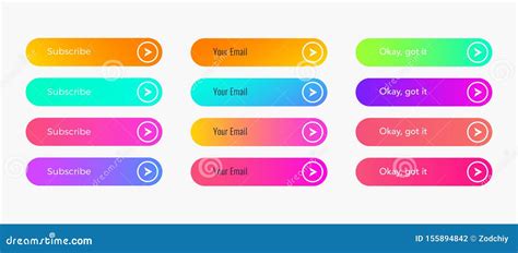 Web Buttons Flat Design Template With Color Gradient Stock Vector