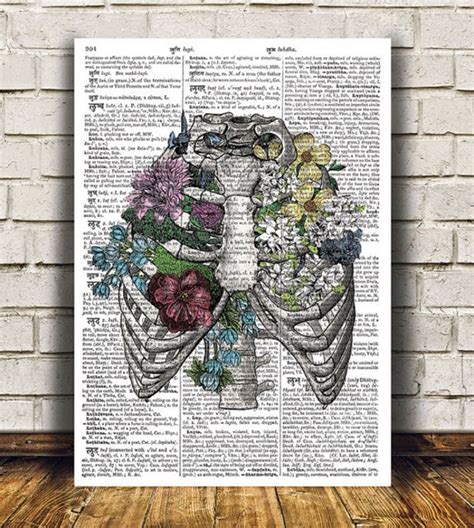 It encloses and protects the heart and lungs. Rib cage poster Gothic art Medical print Anatomy print ...