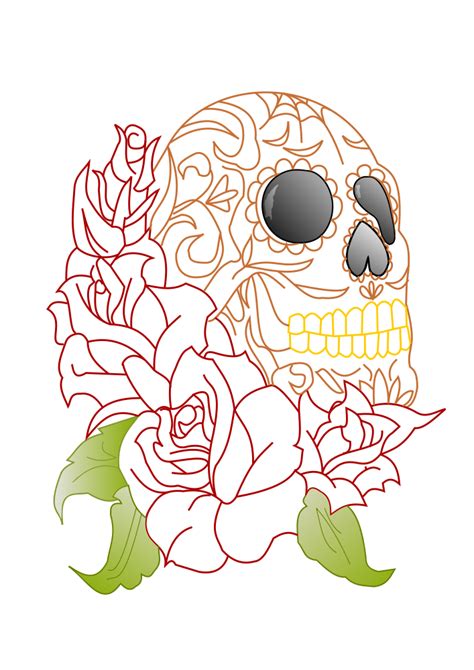 Onlinelabels Clip Art Sugar Skull And Roses