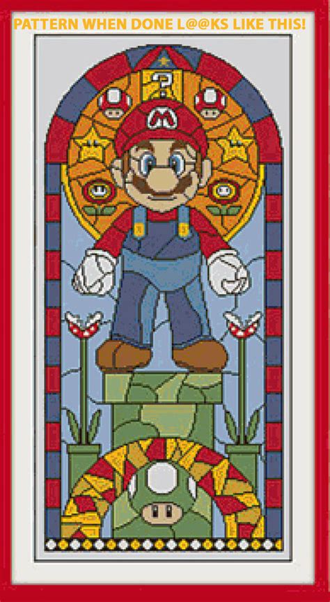 4.21″ x 6.36″ (59 x 89 stitches) colors: Atomic Mall | Retro Super Mario Cross Stitch Pattern LOOK