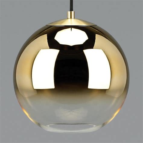 Antique Brass Ombre Modern Contemporary Mirrored Glass Globe Pendant Light In The Pendant