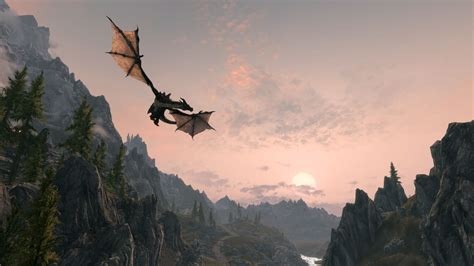 Flying Dragon Wallpaper Skyrim Wallpaper Hd Wallpaper Wallpapers