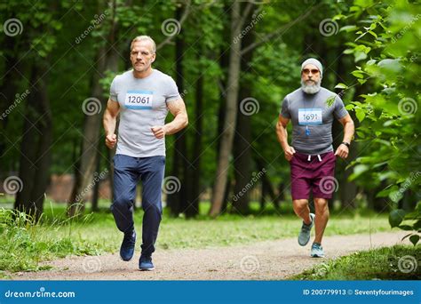 Two Men Running Marathon Stock Image Image Of Action 200779913