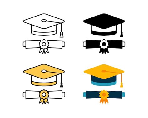 Premium Vector Graduation Hat And Diploma Icon Vector Design In 4