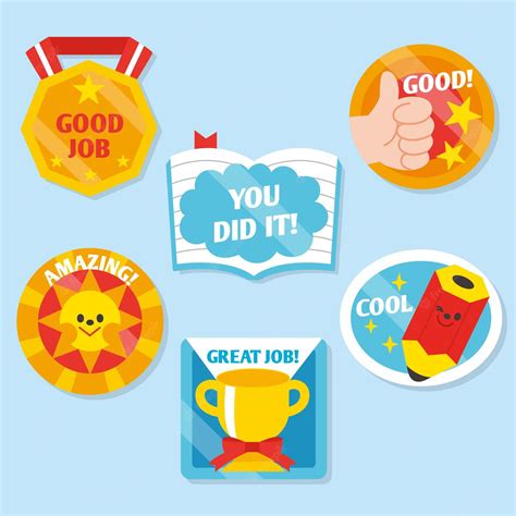 Free Vector Flat Good Job Stickers Collection
