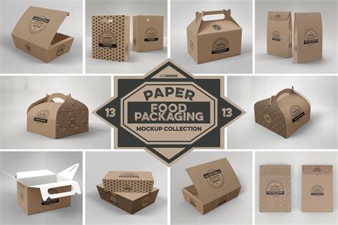 Paper Food Box Packaging Mockups Vol 13 Graphic Templates Envato