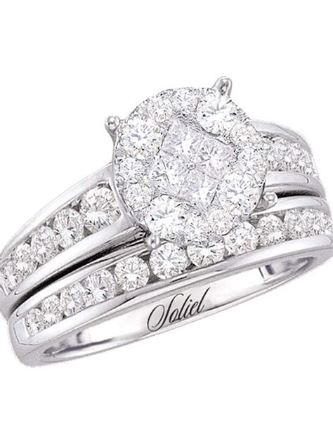Diamond Queen 14kt White Gold Princess Diamond Bridal Wedding Ring Band Set 1 Cttw