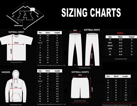 Custom Uniforms Size Charts All American Athletics