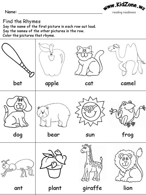 Rhyming worksheet | Rhymes | Pinterest | Worksheets