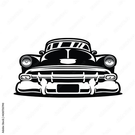 Vintage Classic Car Vector Image Illustration Front View Isolated Stock