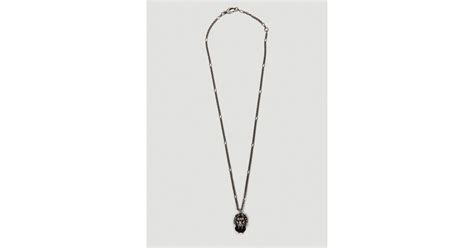Gucci Lion Head Necklace In Silver Metallic Lyst